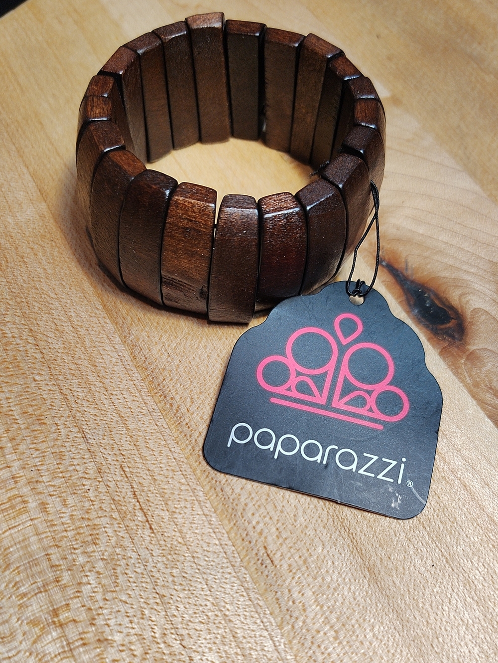 paparazzi Brown Women's Wood Link Stretch Bracelet